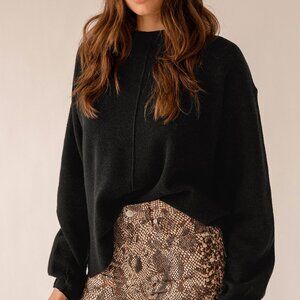 Lulu's Warm Moments Black Knit Oversized Sweater
